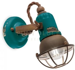 Applique 1 luce con gabbia loft vintage verde c1675/1viv