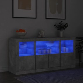 Credenza con luci led grigio cemento 142,5x37x67 cm