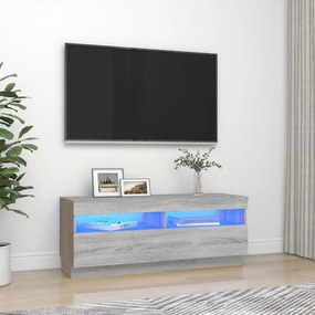 Mobile Porta TV con Luci LED Grigio Sonoma 100x35x40 cm
