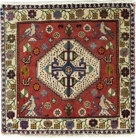Shiraz Tappeto 70 x 60 Rosso (Iran) Annodato A Mano