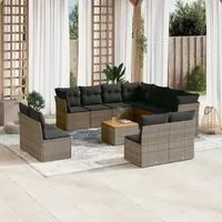 Set Divani da Giardino 12 pz con Cuscini Grigio in Polyrattan 3223708