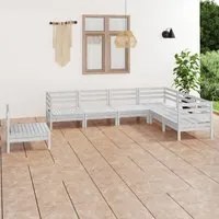 Set Divani da Giardino 7 pz in Legno Massello di Pino Bianco cod mxl 40796