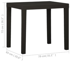 Tavolo da giardino antracite 79x65x72 cm in plastica