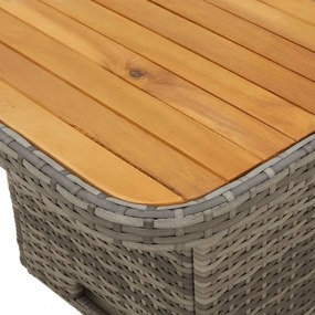 Set da pranzo da giardino 5 pz con cuscini in polyrattan grigio