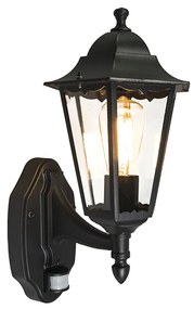 Lanterna da parete per esterni nera con sensore di movimento IP44 - New Orleans up