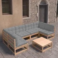 Set Divani da Giardino 7 pz con Cuscini Legno Massello di Pino cod mxl 43263