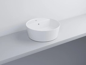 Cielo Handy lavabo 45 cm tondo monoforo da appoggio e troppopieno in ceramica bianco lucido