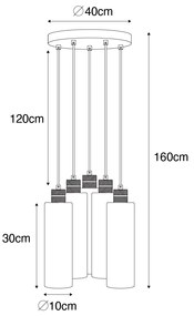 Lampada a sospensione smart nera con vetro fumé incl. 5 Wifi A60 - Stavelot