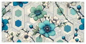 Quadro su tela – Combinazione di fiori e geometria