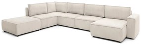 Divano angolare a U in velluto a coste color crema, angolo sinistro Nihad modular - Bobochic Paris