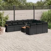 Set Divani da Giardino 11 pz con Cuscini in Polyrattan Nero 3258744