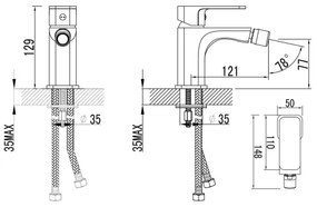 Aqualine - Rubinetto del bidet FACTOR cromo lucido