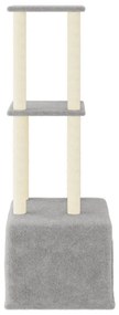 Albero per gatti con tiragraffi in sisal grigio chiaro 133,5 cm