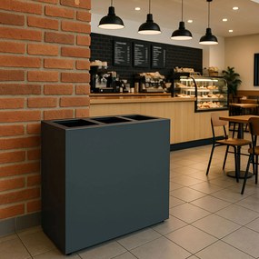 Pattumiera per Raccolta Differenziata 3 Scomparti Capacità 180 lt 90x30x80 cm in Acciaio Antracite...