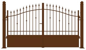 Cancello manuale battente Civetta in ferro, apertura centrale, L 308.5, H 150-180 cm, di colore ruggine