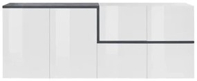 Credenza Moderna ZET 210 con 6 Ante a Battente, Bianco Ardesia