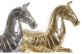 Statua Decorativa DKD Home Decor Cavallo Argentato Dorato Resina (34 x 9,5 x 33,5 cm) (2 Unità)