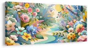 Quadro su tela – Fiori primaverili vicino al fiume