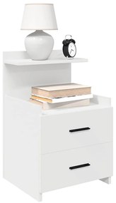Comodino Con 2 Cassetti Bianco 40x36,5x62 Cm /