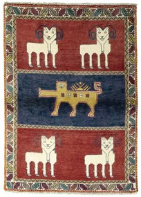 Gabbeh Tappeto 110x160 Rosso (Iran) Annodato A Mano