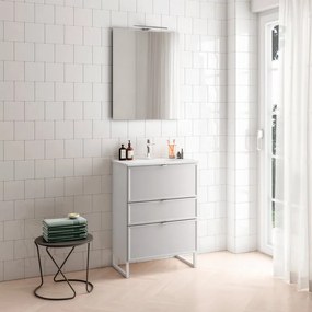 Mobile bagno con lavabo L 60 x H 93 x P 46 cm bianco in mdf 3 cassetti per vasca centrale Quadra