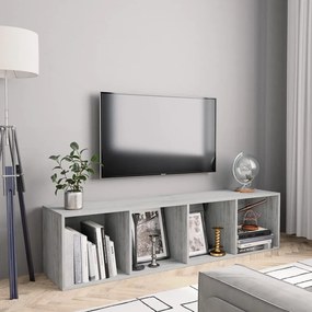 Libreria/mobile tv grigio cemento 143x30x36 cm