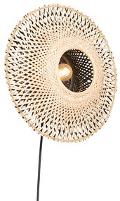 Lampada da parete intelligente in bambù 30 cm con spina incl. Wifi P45 - Rina