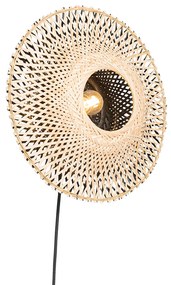 Lampada da parete intelligente bambù 30 cm con spina incluso WiFi P45 - Rina