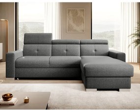 Divano angolare grigio allungabile/con contenitore (con penisola a destra/con chaise lounge) Fresia – ELTAP