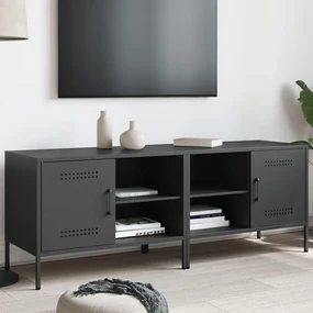 Mobili Tv 2pz Neri 68x39x50,5 Cm İn Acciaio /