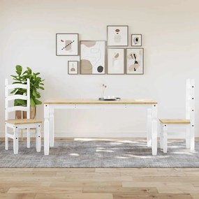 Set Da Pranzo 3 Pz Panama Bianco İn Legno Massello Di Pino /