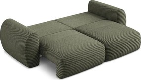 Divano verde allungabile/con contenitore con rivestimento in velluto a coste 266 cm Kini – Makamii