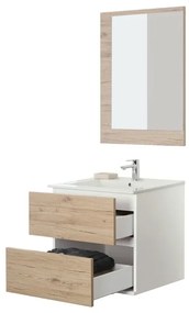 Composizione Bagno Sospesa 60 cm Colore Rovere di Bordeaux 2 Cassetti