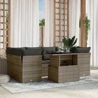 Set Divani da Giardino 7 pz con Cuscini Grigio in Polyrattan 3266380