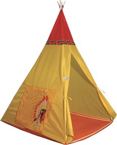 Tenda Indiana per Bambini 100x100x135 cm Struttura in Plastica Tubolare Gialla...