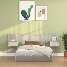 Testiera letto con comodini in legno multistrato grigio cemento