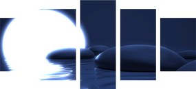Quadri 5 pezzi – Splendide pietre Zen e luna piena