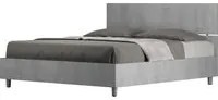 Letto Matrimoniale 160x190 cm con Rete e Contenitore Testata Dritta Demas Cemento