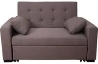 Divano letto a 2 posti, in tessuto imbottito, con 2 cuscini contenitore, trasformabile in letto matrimoniale, Made in Italy, cm 146x93xh88, colore Tortora