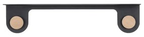 Mensola da parete in acciaio nero con dettaglio in legno di quercia con 2 ganci , lunghezza 60 cm Hook - Gazzda