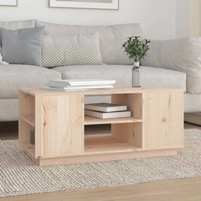 Tavolino Da Salotto 90x49x40,5 Cm İn Legno Massello Di Pino /
