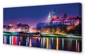 Quadro su tela Fiume Night Night di Krakow City 100x50 cm