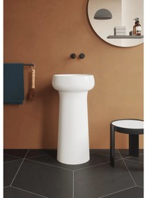 Lavabo Freestanding Con Scarico a Parete 40,5 Cm Azzurra Ceramica "Graal" Bianco Lucido