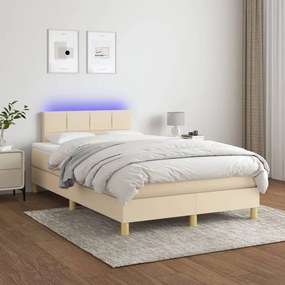 Letto A Molle Con Materasso E Led Crema 120x200cm İn Tessuto /