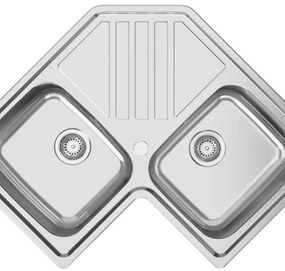 Lavello sopratop 2 vasche in inox argento RODI Keppler L 83 x L 83 cm