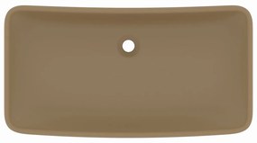 Lavandino Lusso Rettangolare Crema Opaco 71x38 cm in Ceramica