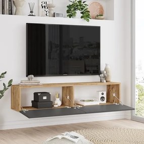 Mobile TV Sospeso 140 Cm 2 Ante Frontali Legno E Antracite Lenny