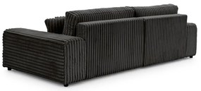 Divano angolare con penisola a sinistra grigio scuro e rivestimento in velluto a coste allungabile e con contenitore Sarina – Ropez