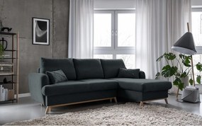 Divano angolare grigio scuro allungabile/con contenitore (con penisola a destra/con chaise lounge) Scandic Lagom – Miuform