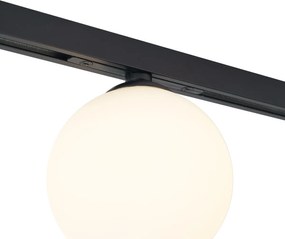 Sistema di illuminazione a binario moderno nero con 2 faretti e 3 luci a sospensione monofase - Slimline Eira